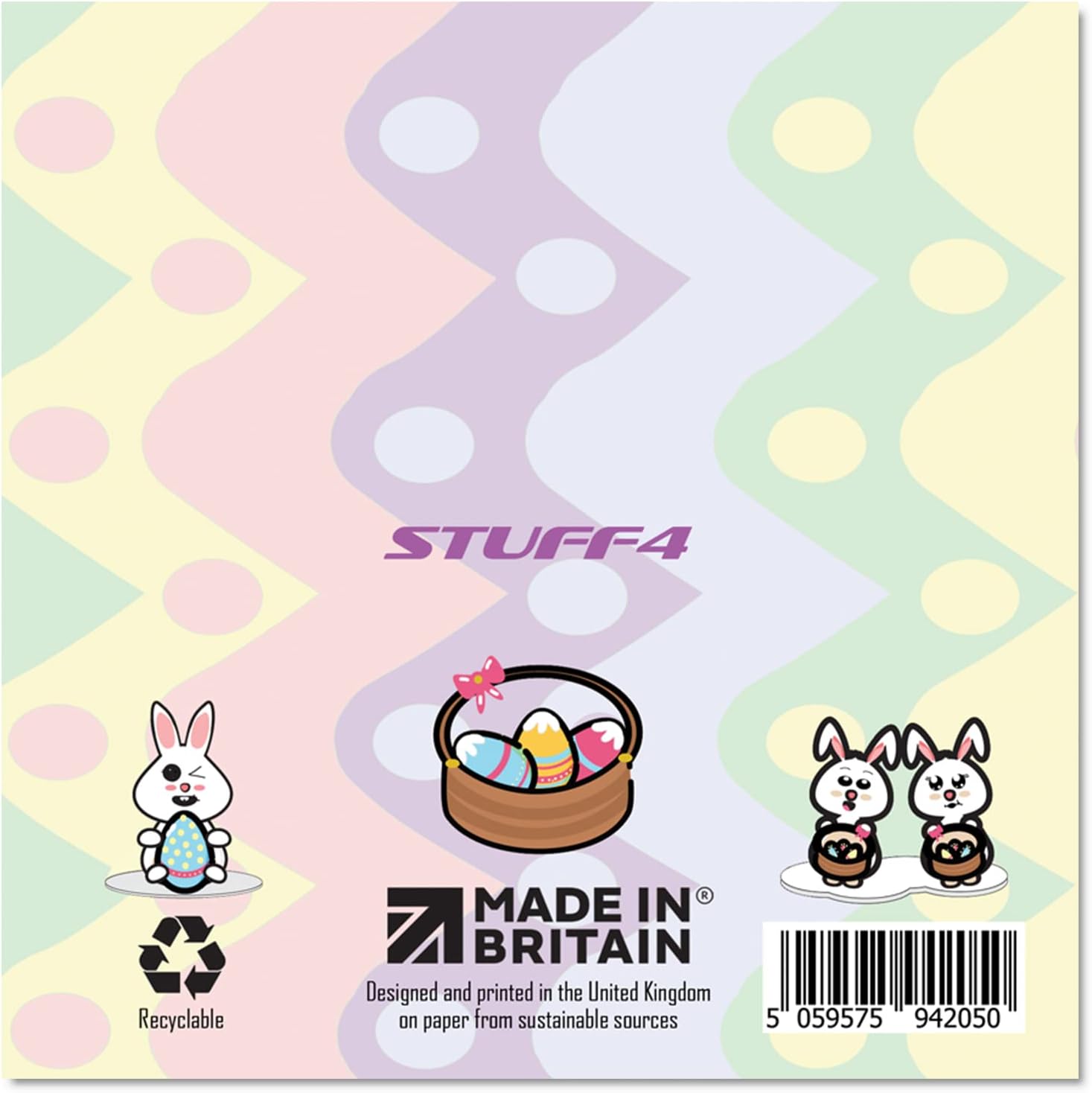 Easter Cards - Bunnies & Eggs - Happy Easter Card Friend, Bunny Easter Cards, Christian Easter Gifts, 145mm x 145mm Spring Seasonal Greeting Cards for Family and Friends