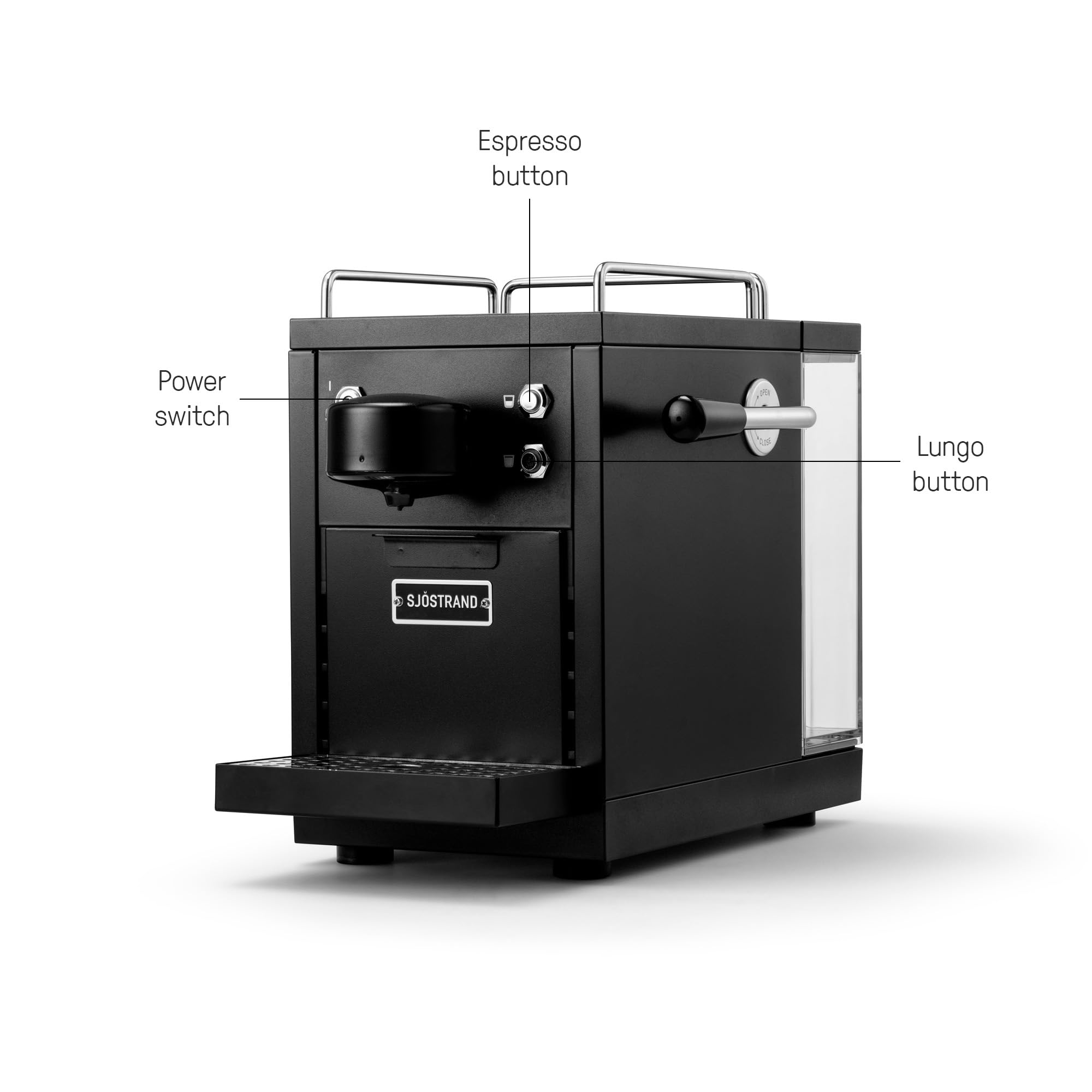 Sjöstrand The Original Máquina de Espresso - compatible con Nespresso, carcasa de acero inoxidable (Acabado Negro Mate)