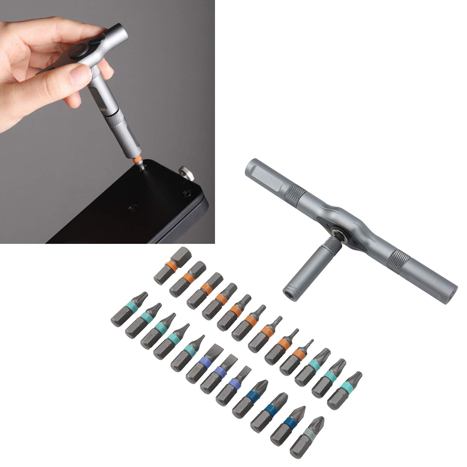 Ratchet 24-in-1 Screwdriver Set Ratchet Screwdriver Set Multipurpose Ratchet Screwdriver Kit Molybdenum Alloy Steel Manual Hardware with Handle RS1 - Image 2