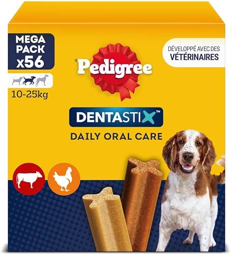Pedigree DENTASTIX 56 Bâtonnets à Mâcher pour Moyen Chien 10-25kg,