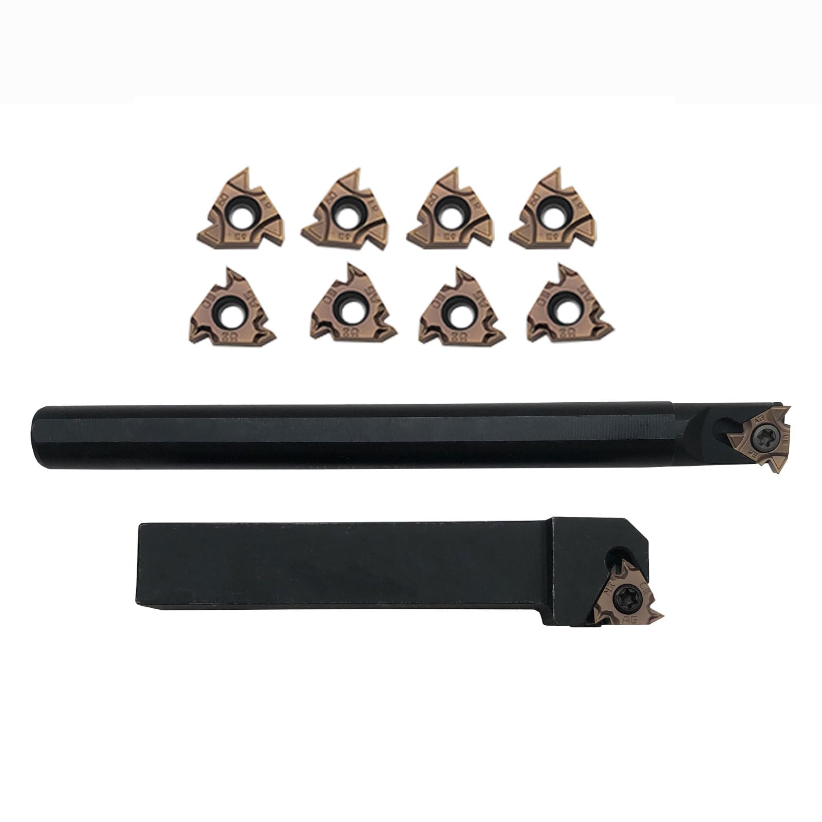 Barre de forage SNL0012M16 + SEL1616H16 - Inserts filetés intérieurs pour tours - Porte-outil rotatif avec 5 pièces 16ER AG60 + 5 inserts de rotation en carbure 16IR AG60.