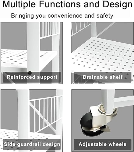 Miniatura 3 de Estantería plegable para almacenamiento, estantes plegables de metal de 4 niveles con ruedas, estantes y estantes de almacenamiento, estantes