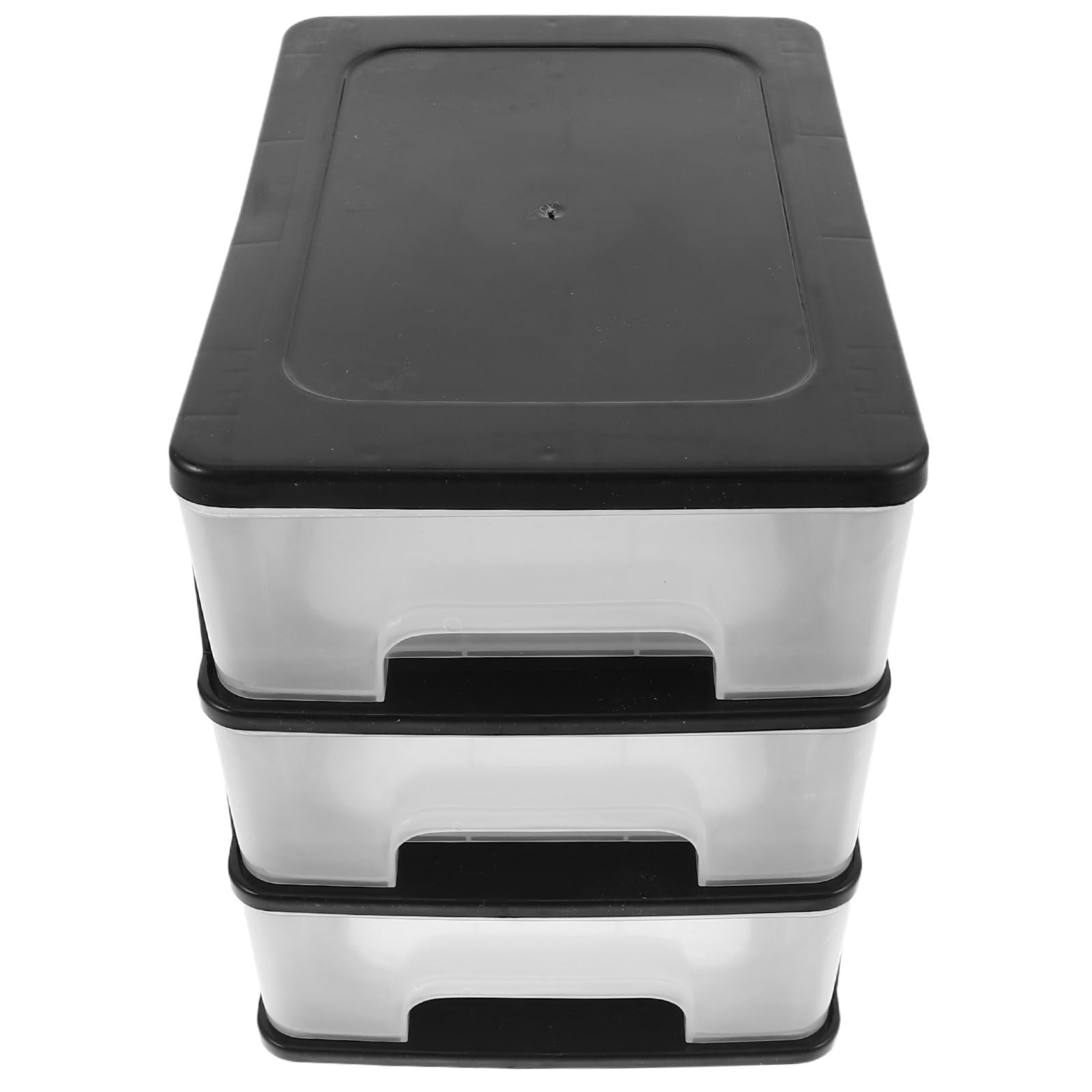 STAHAD Desktop Drawer Organizer Small 3-Tier Plastic Storage Box with Drawers and Black Frame for Office Desk Makeup Vanity and Bathroom Countertop