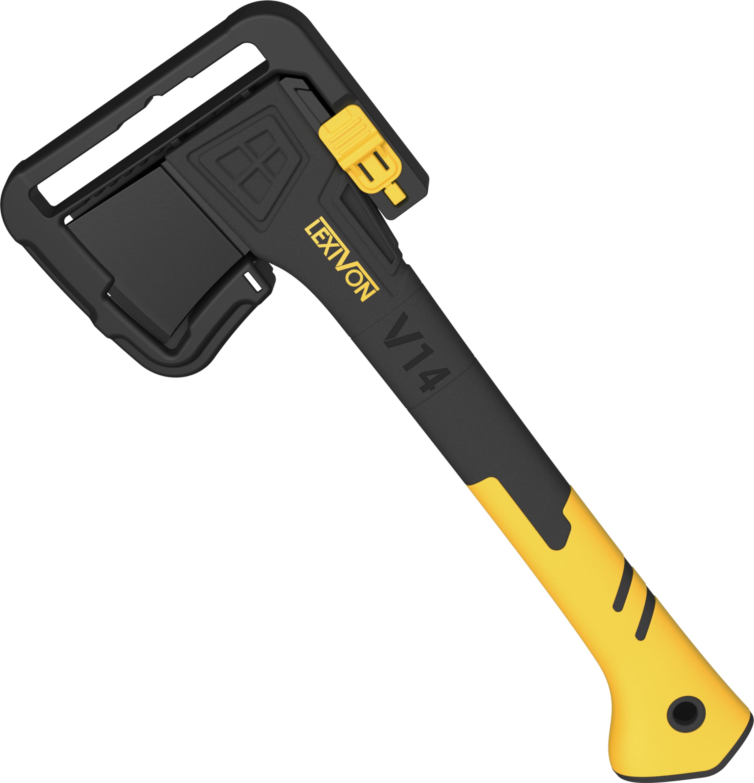 LEXIVON V14 Camping Hacha de 36 CM | Empuñadura TPR ergonómica, Mango Compuesto de Fibra de Vidrio Ligero | Funda Protectora de Transporte incluida [LX-V14]