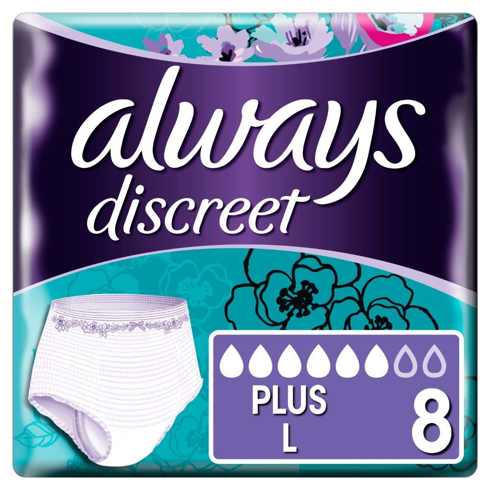 Always Discreet Incontinence Pants Plus Size Large, 1 Pack (1 x 8 Items)