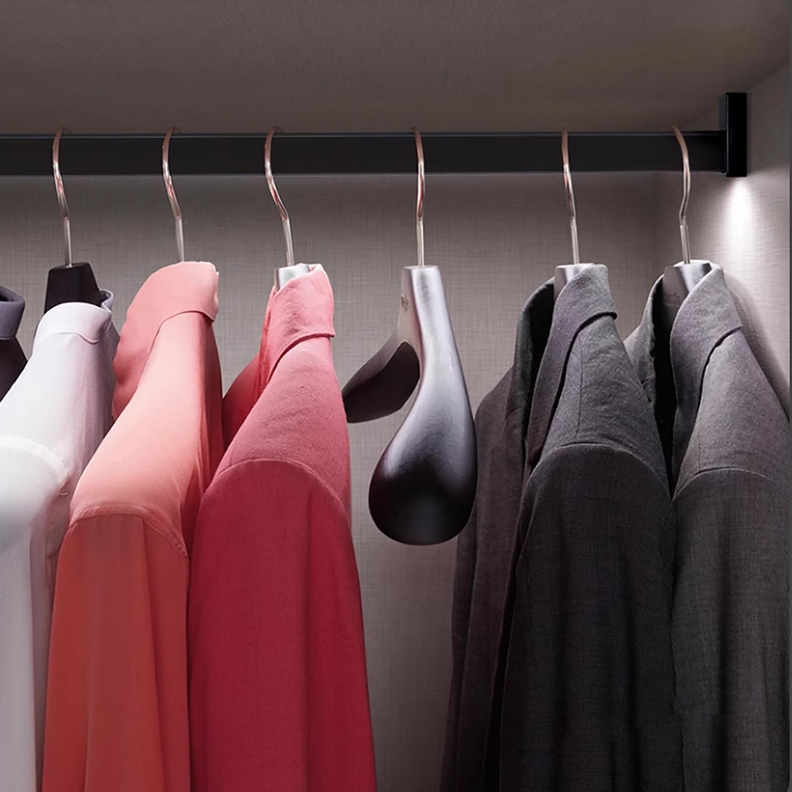 Laundry Room Rods for Hanging Clothes, Wardrobe Balcony Toilet Clothes Drying Rack Square Aluminum, Boutique Dressing Room Garment Bar Detachable, 20 24 25 29 30 32 33 35 42 45 60 inch Custom Length(B