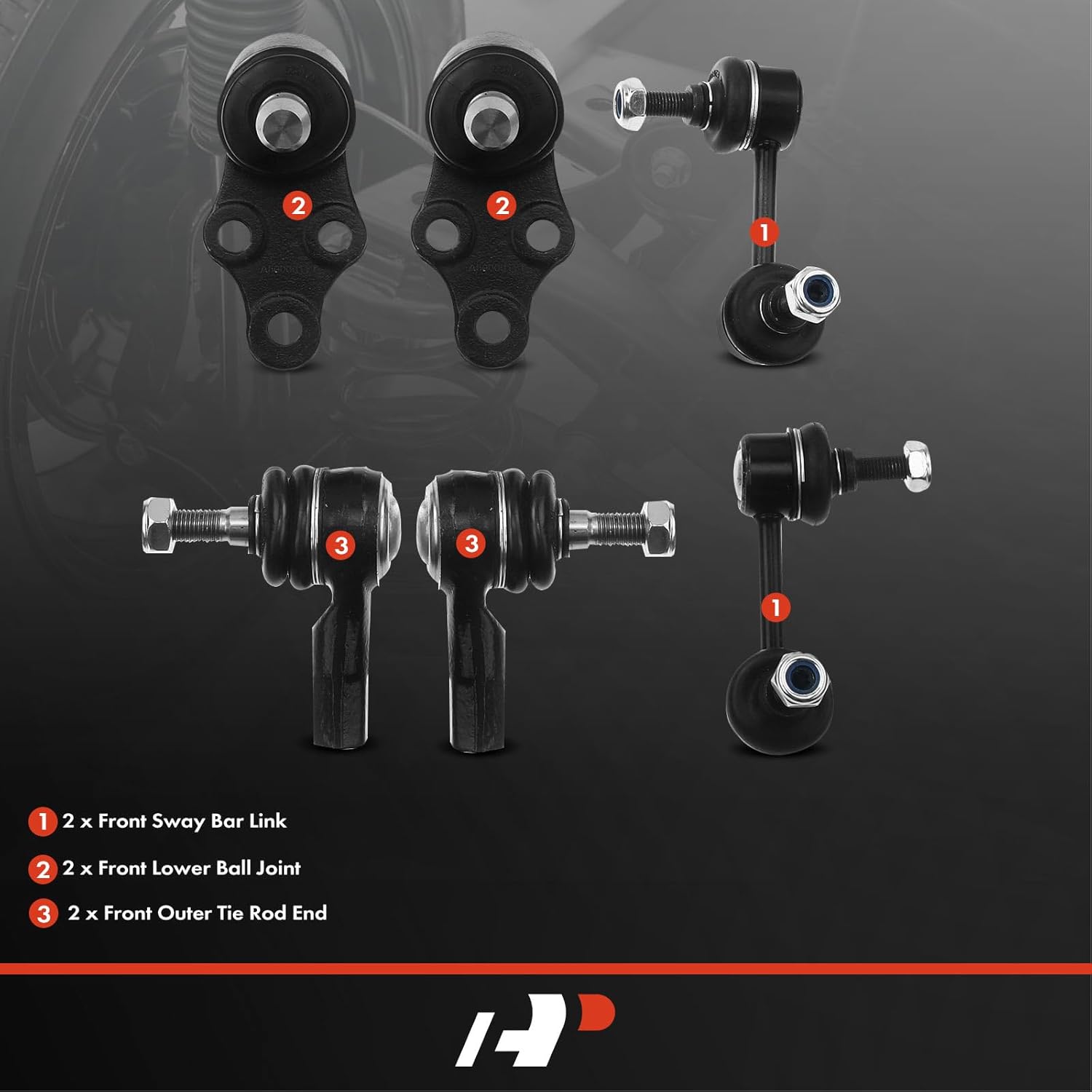 A-Premium Set of 6, Front Sway Bar Link, Lower Ball Joint, Outer Tie Rod End, Compatible with Suzuki Verona 2004-2006, Chevrolet Epica 2004-2006