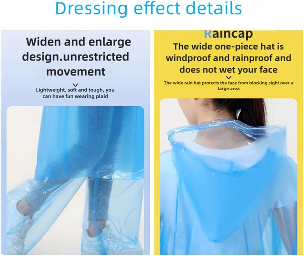 Children's poncho Disposable Kids Raincoat fits height 35-47 inches 4-6 years old 5PC coat + 5PC Pants Waterpark Camping