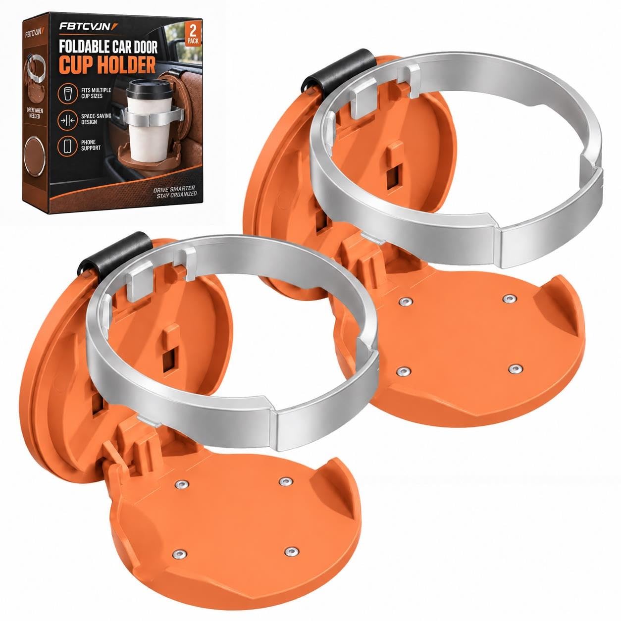 Universal Foldable Car Cup Holder with Hook Folding Automotive Door Storage