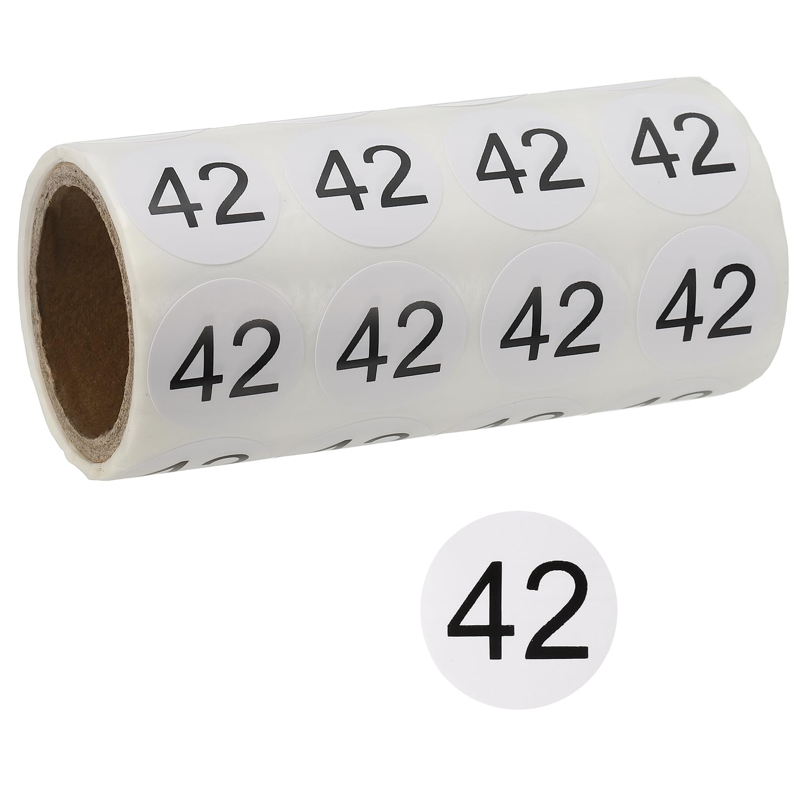 PATIKIL 1 Inch Number Stickers, Number 42 Sticker Numbers Labels Round Small Vinyl Self Adhesive Label Circle Decals 500 Pcs 1 Roll for Photo Album Poster Table, Black