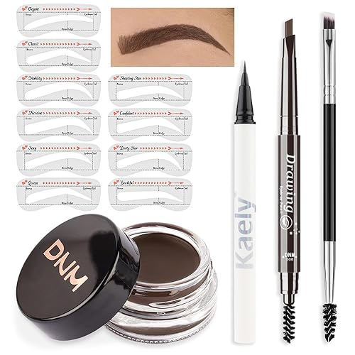 Vista 39 de evpct Kit de plantillas de cejas para mujer, kit de maquillaje moldeador de cejas, kit de tinte para plantillas de cejas para mujeres