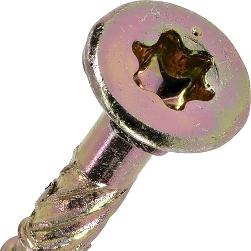 Miniatura 4 de 48580 Tornillos de madera, #8 x 1-34, tornillos de gabinete de interior premium Star Drive, zinc amarillo dorado, caja de 1 libra