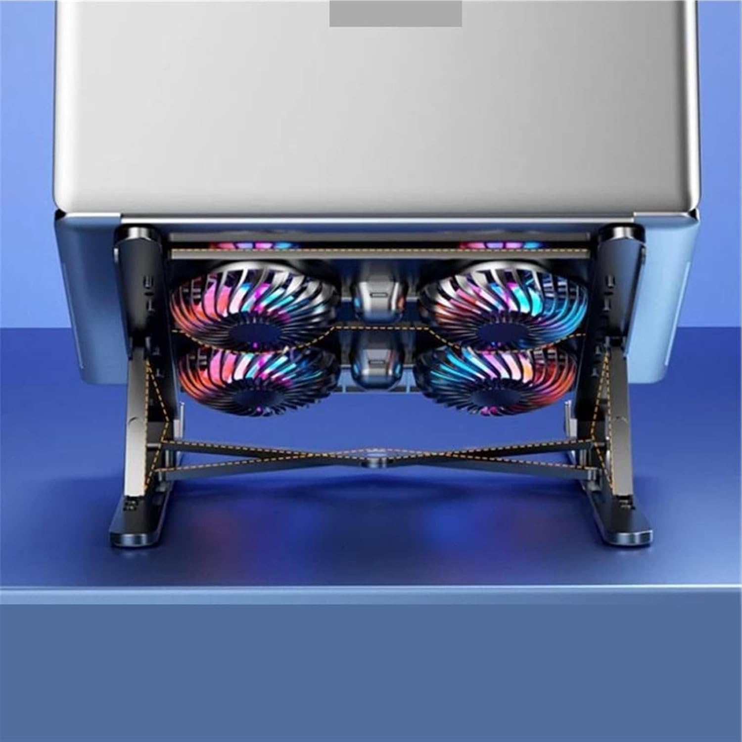 Base De Refrigeración para Portátil, Soporte con Ventilador Silencioso Y Base De Altura Ajustable, Disipación De Calor Rápida, Optimizador De Flujo De Aire Four Fan Model