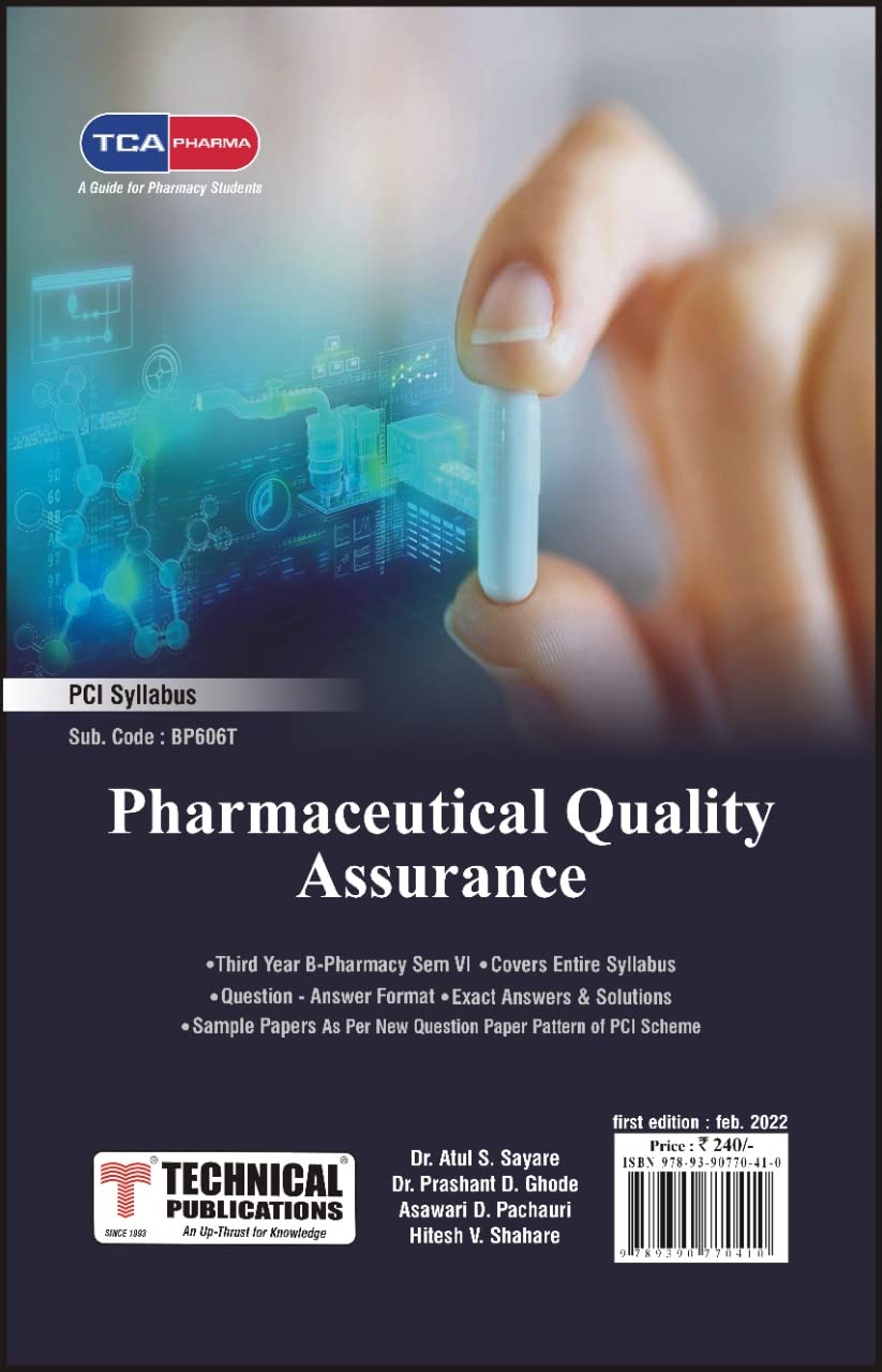 Pharmaceutical Quality Assurance For B Pharmacy PCI-17 (VI- BP606T ...