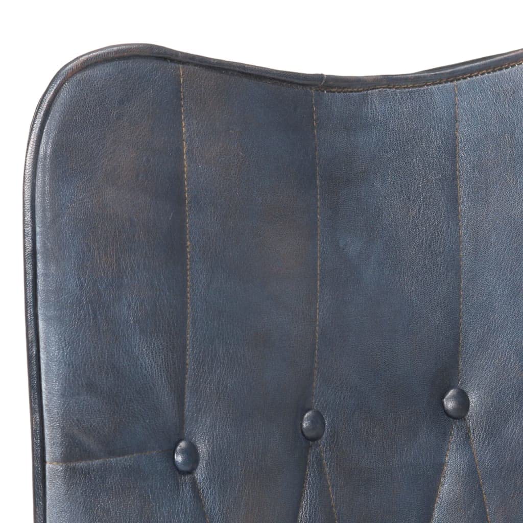 Sillón orejero de Cuero auténtico Gris,Mobiliario,Sillas,Sillones,6.9kg-339649