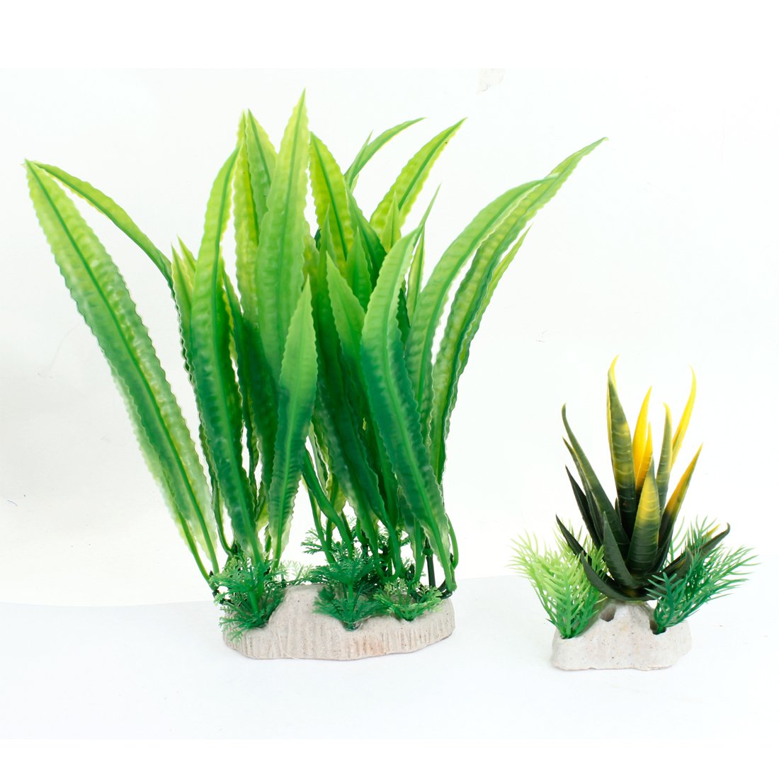 ZHuidjo 2 Pcs Plastic Aquascaping Plant Grass Aloe Green Yellow for Fish Tank (SN: 200 d69 541 ec0 fe7)