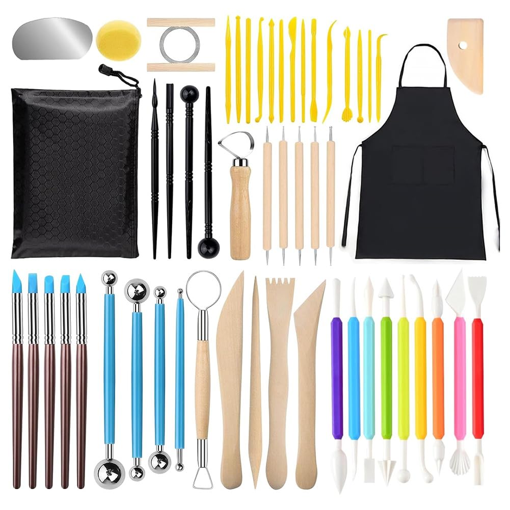 Littimoon 53Piece Clay Tool Kit,Clay Sculpting Tools Pottery Tool Kit Polymer Ceramic Air Dry Clay Tool Set,Painting,Embellishment