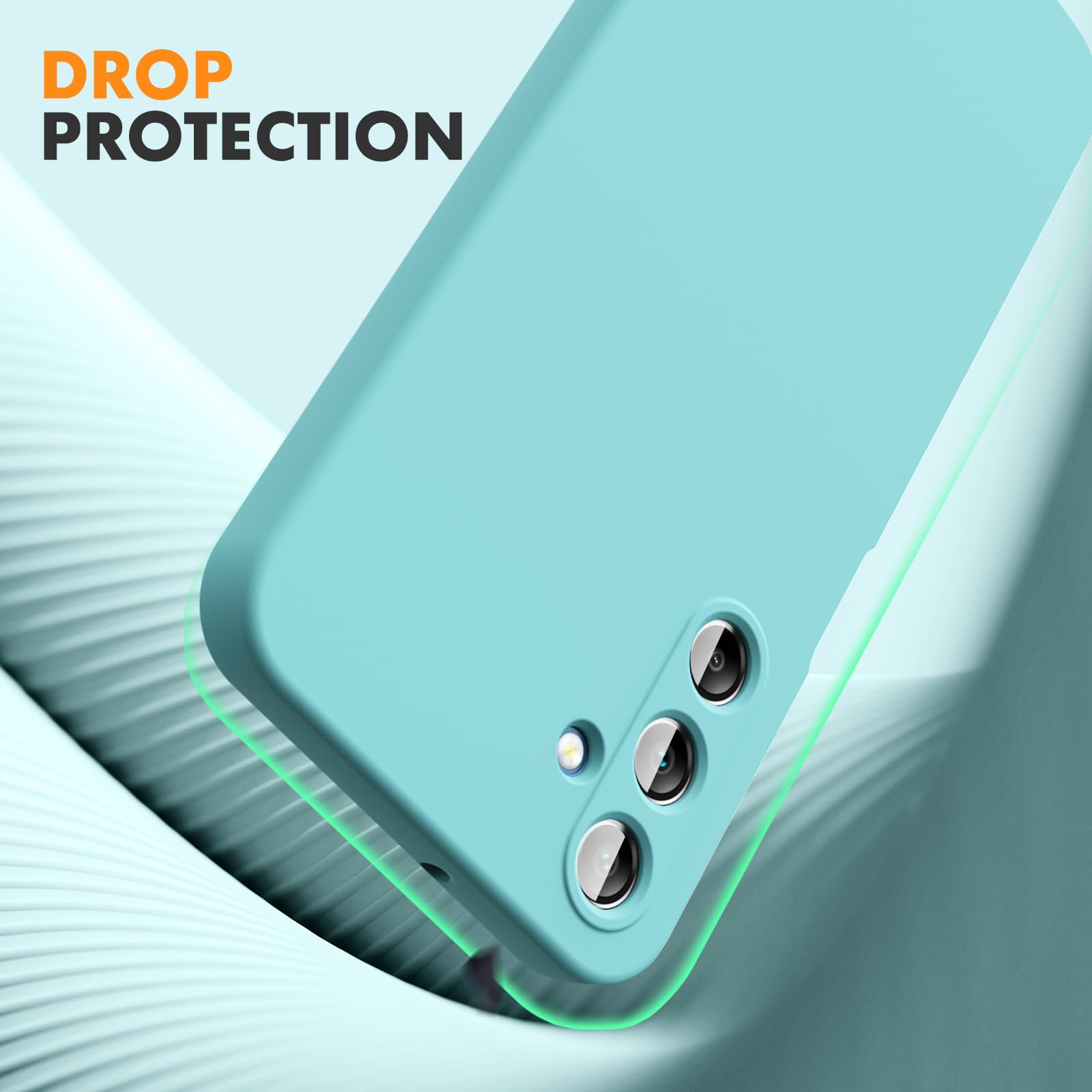 Vansdon Cover Compatibile con Samsung Galaxy A25 5G, 2 Pellicola Protettiva in Vetro Temperato, Gomma Gel di Silicone Liquida Antiurto Custodia - Azzurro