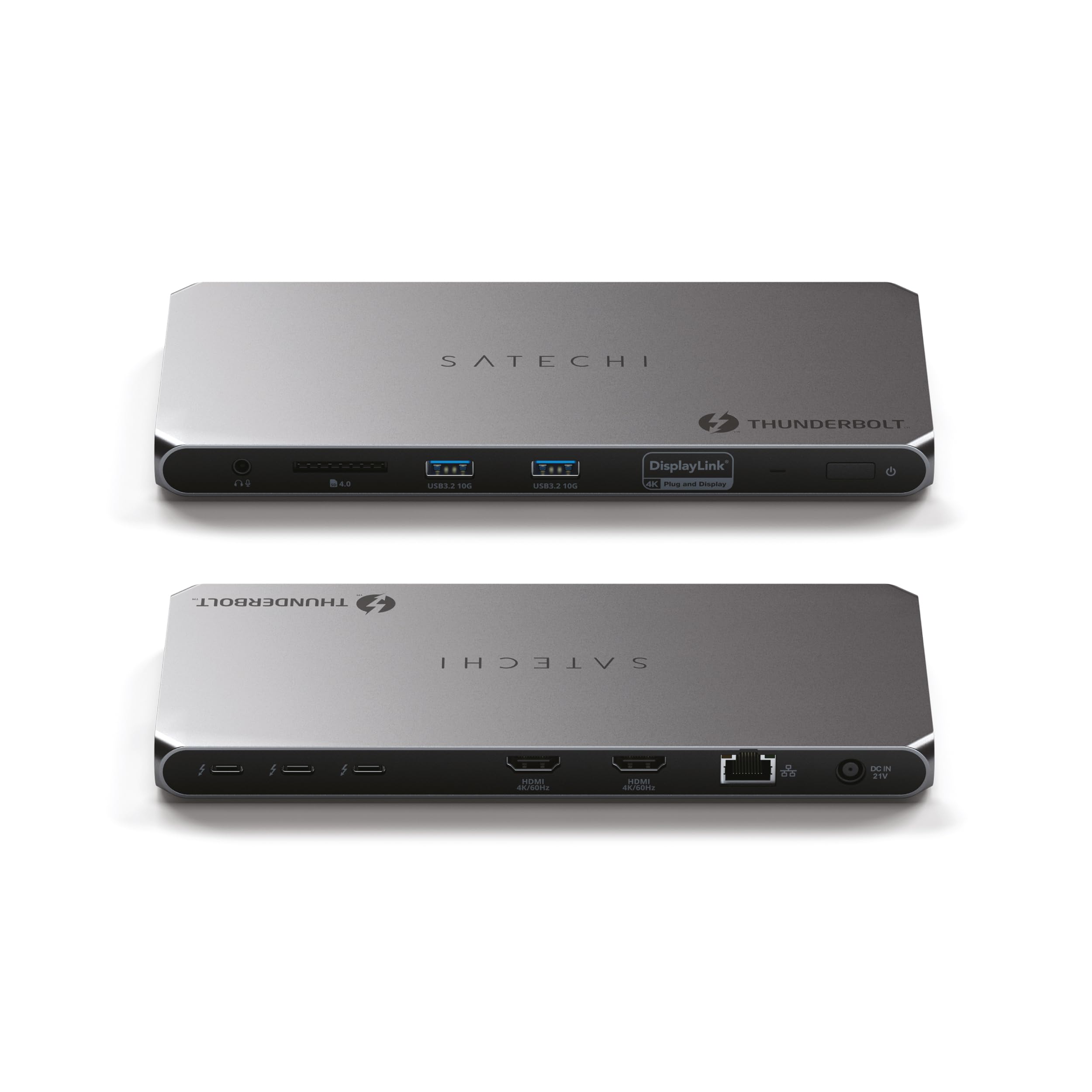 Satechi Thunderbolt 4 DisplayLink Docking Station 12 in 1 with 96W Charging, 2 HDMI 8K/60Hz, up to 40Gbps Data Transfer, 2 USB A, Ethernet, Thunderbolt 4 Hub for Mac/Windows