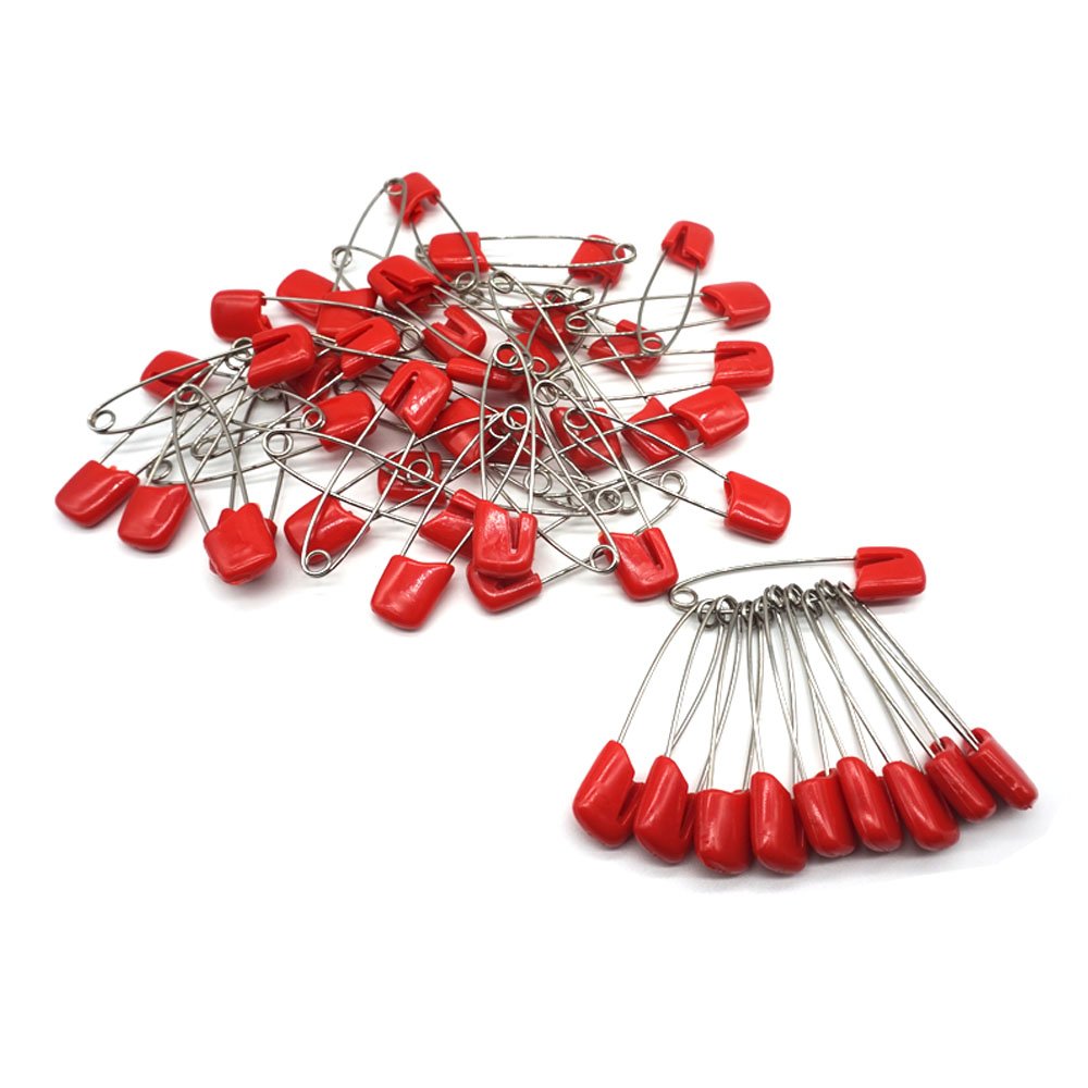 Lot de 50 épingles à nourrice pour attacher les vêtements de bébé, les couches, les serviettes, 50 pièces, 60 pièces, 30 pièces (rouge, 50 pièces)