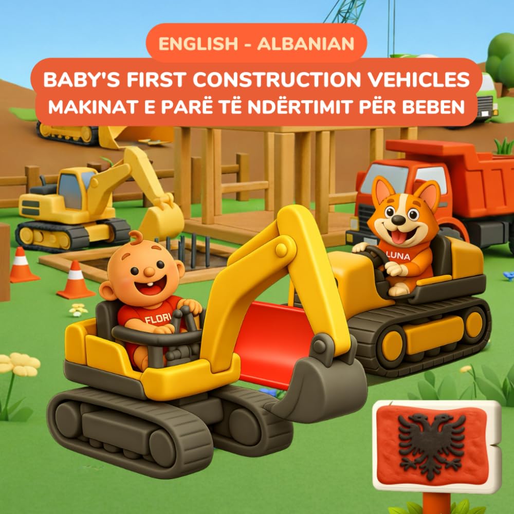 Baby's First Construction Vehicles - Makinat e Para të Ndërtimit | English-Albanian Bilingual | Ages 0-3: 32 Construction Vehicles & Words - Adorable ... Luna – Baby's First Words (English-Albanian))