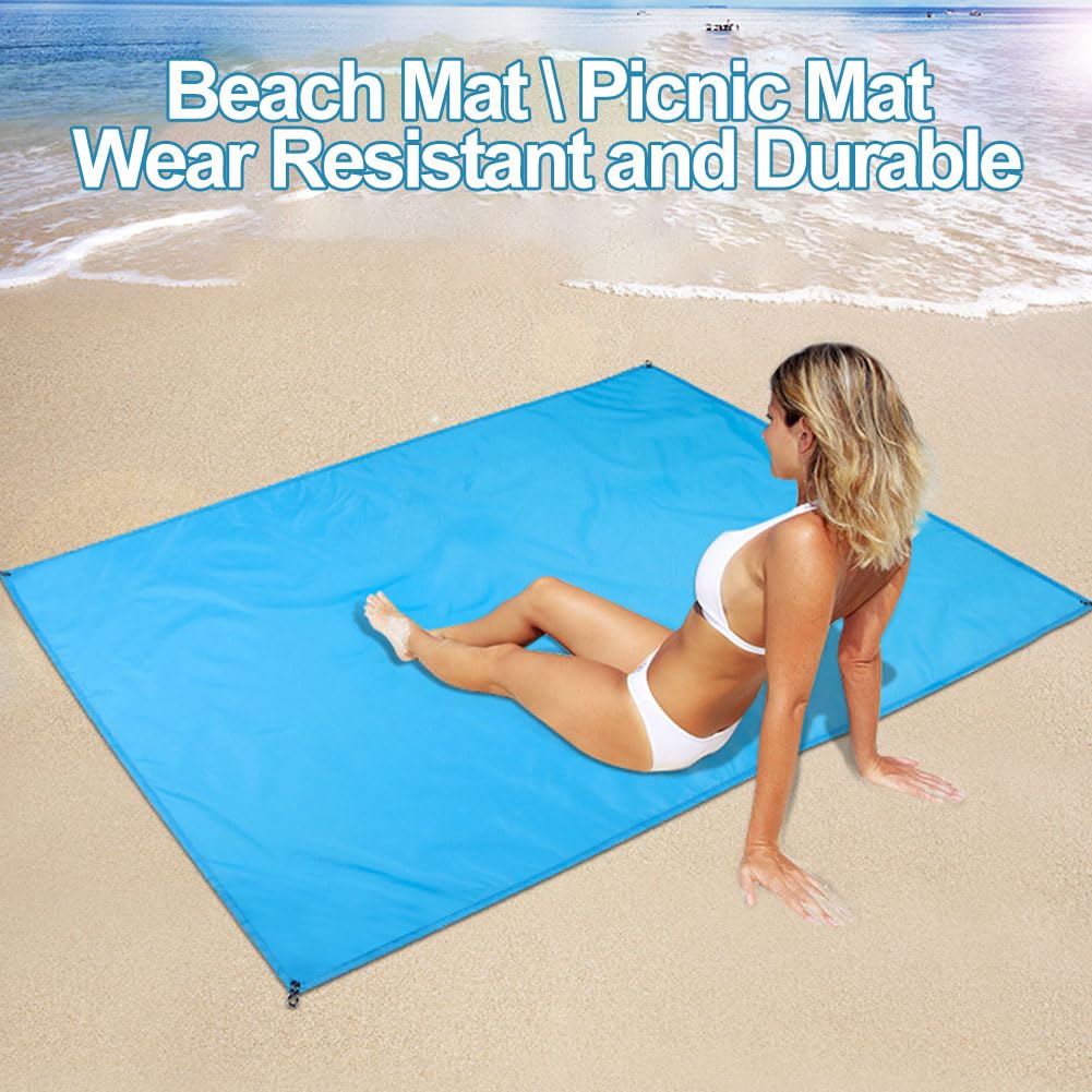 Coperta da spiaggia anti sabbia, impermeabile, 210 x 200 cm, con 4