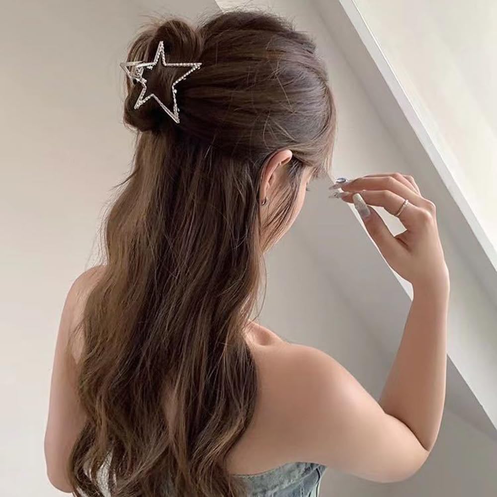 Amazon.com: Star Hair Claw Clips Metal Silver Hair Clips  display picture 1