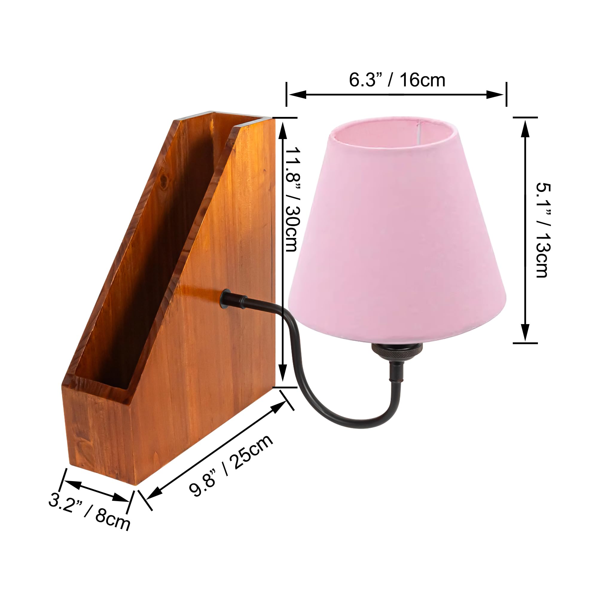 LED Buchlampe mit Fernbedienung, Vintage Dimmbar Nachttischlampe mit Praktischer Organizer 1xE27-Fassung, Wiederaufladbare Tischlampe Zeitschaltuhr für Nachttisch Beistelltisch DZ0031PK