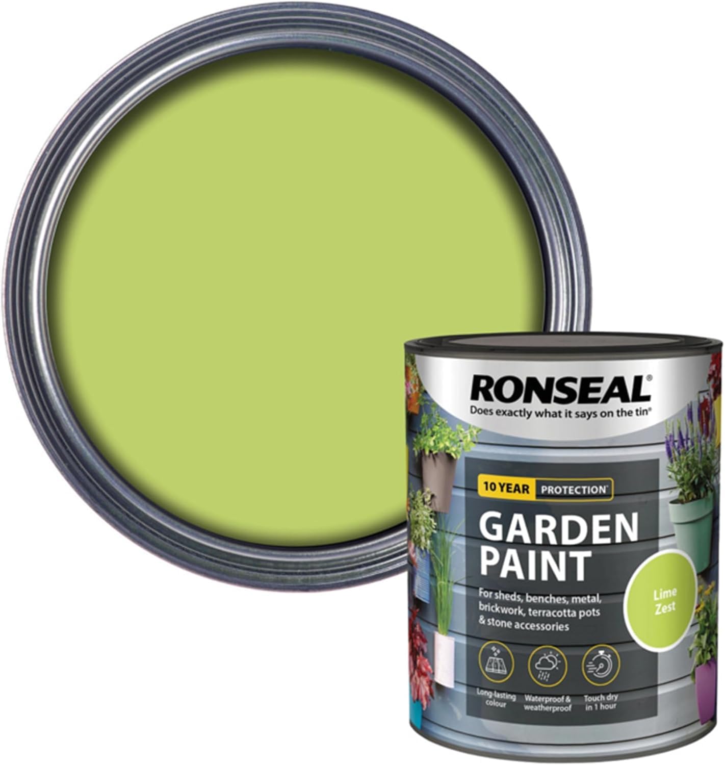 DUAYRA Garden Paint 750ml | Quick Drying Long Lasting Matt Finish | Multi-Surface Exterior Paints | For Wood, Brickwork, Bench, Stone & Metal | Outdoor Garden Fence Tough Protection (Lime Zest)
