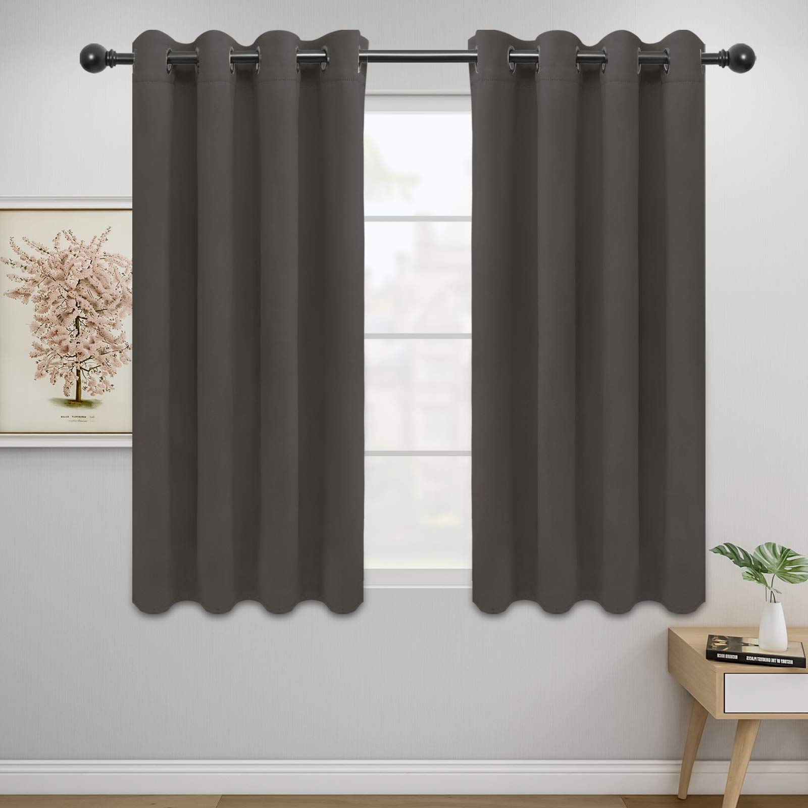 Easy-Going Blackout Curtains for Bedroom, Solid Thermal Insulated Grommet and Noise Reduction Window Drapes, Room Darkening Curtains for Living Room,