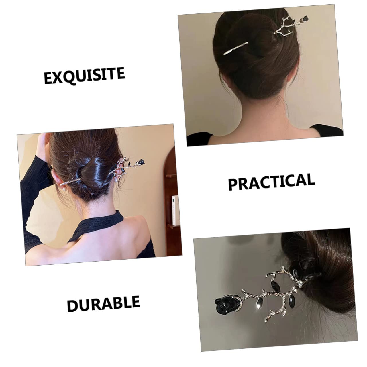 Beavorty 8piezas Horquillas De Flores De Rosa Para Cabello Pasadores Retro Para Moños Adorno Metálico Para Peinados Elegantes