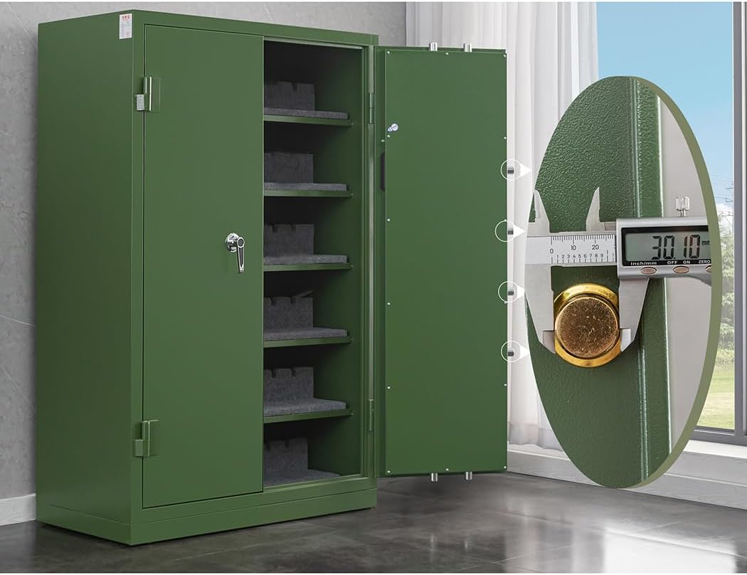 Document Storage Cabinet Large-Capacity Safe for valuables Thickened Safe with Double Lock (L*W*H-43.30 * 19.68 * 70.86in,White)