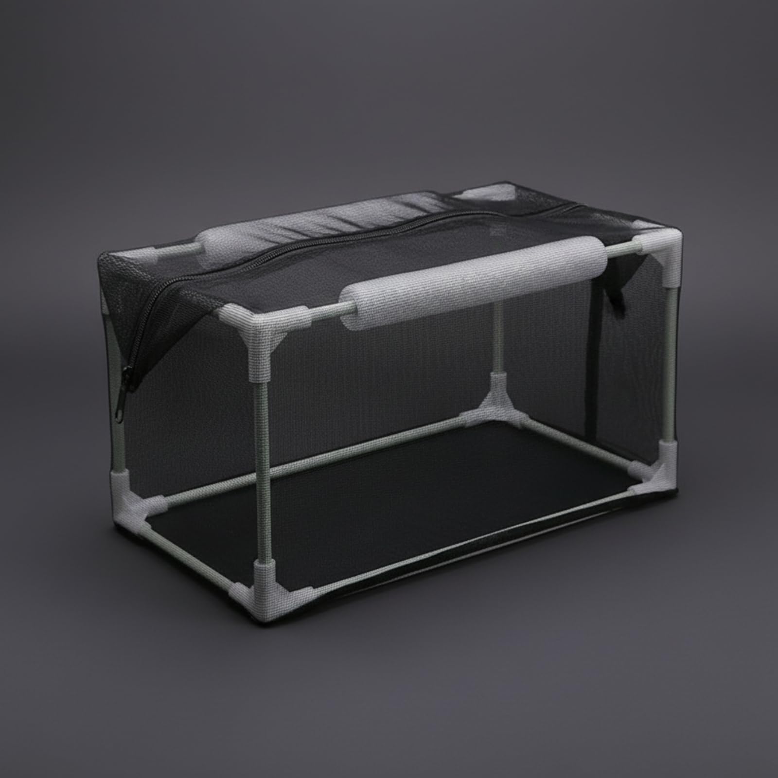 Aquakultur Netz Käfig Fisch Zuchtkäfig Aufzuchtbehälter mit Reißverschluss Und Stabilem Rahmen aus Fiberglas Schaum für Aquarium Teich Quarantäne Beobachtung, 62 32 32cm