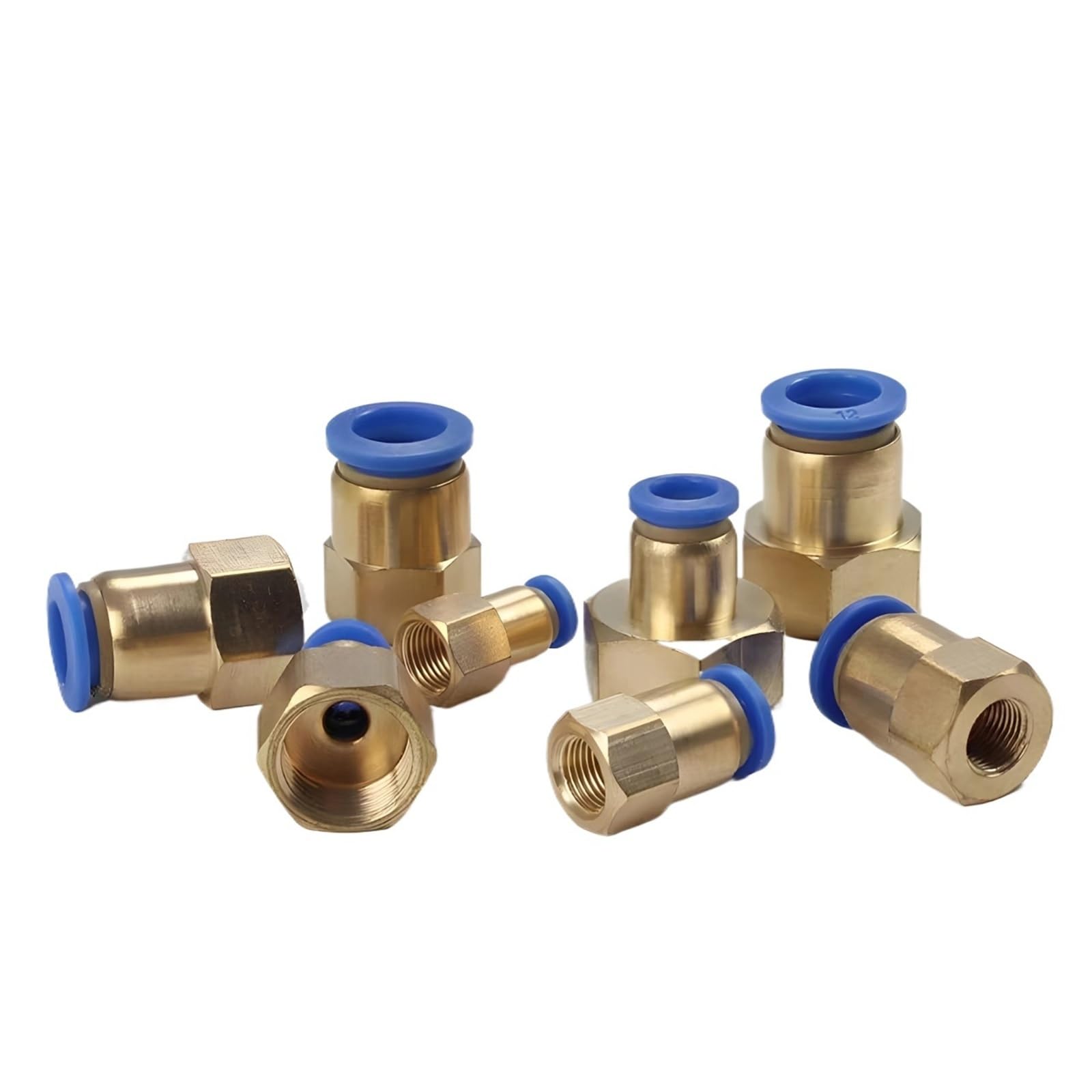 Pneumatic Connector Fitting PCF 4mm 6mm 8mm Thread 1/8" 1/4 3/8 1/2 Straight Hose Fittings Pipe Quick Connectors 1Pcs(8-04 (8mm-1l2))