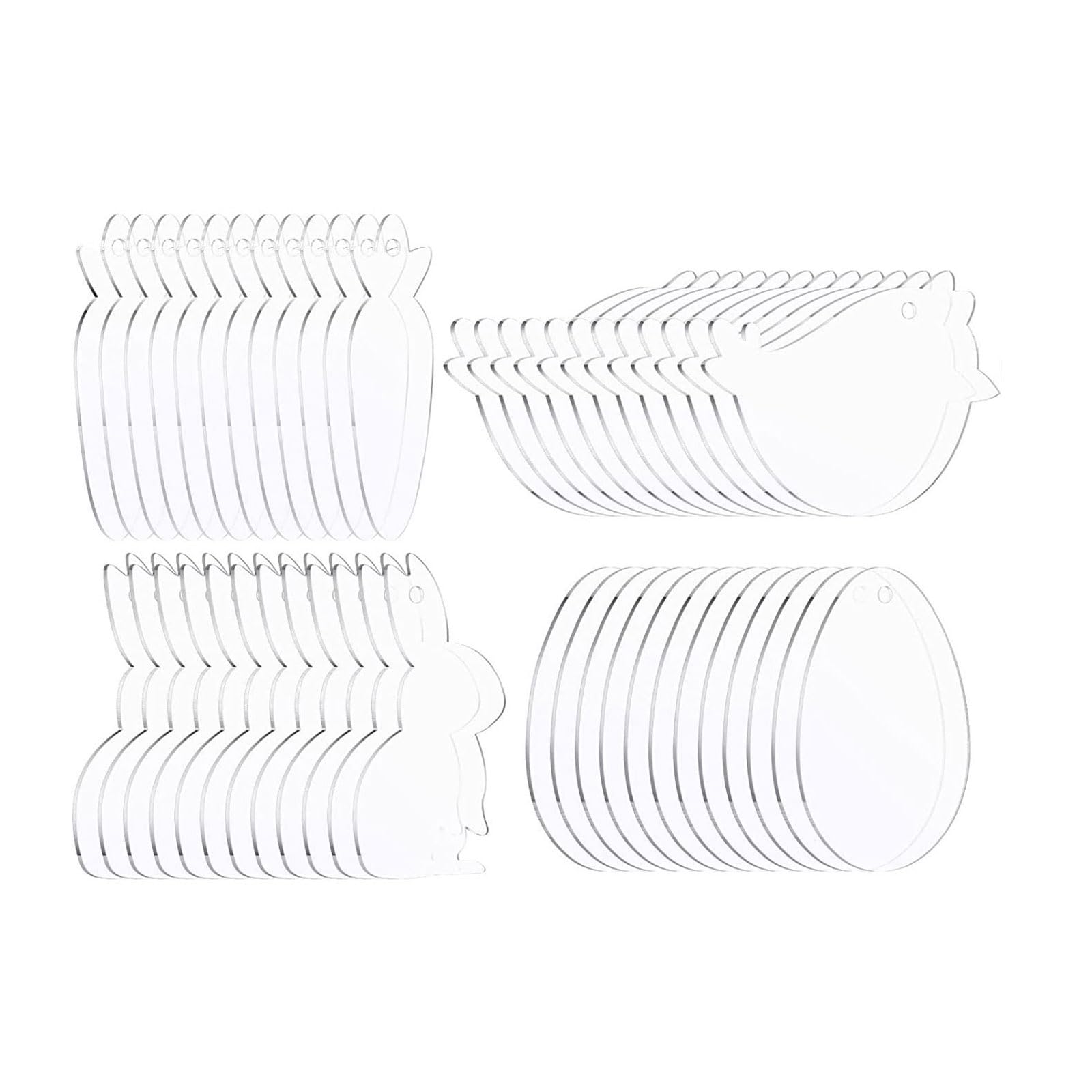 Décoration de Pâques en acrylique : 48 pendentifs transparents pour porte-clés DIY