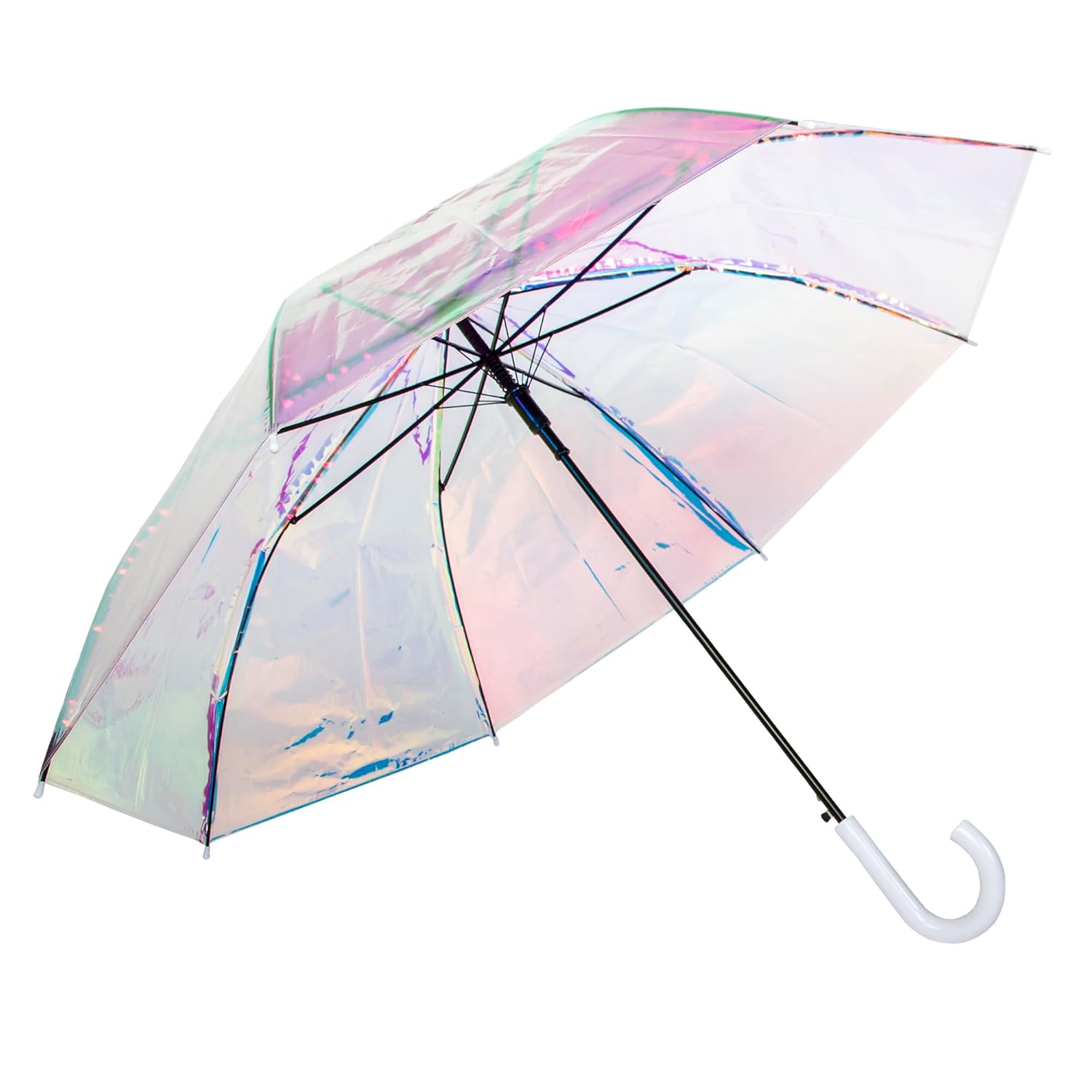 ShedRain Iridescent Stick Umbrella 50 Canopy Coverage Crook Handle