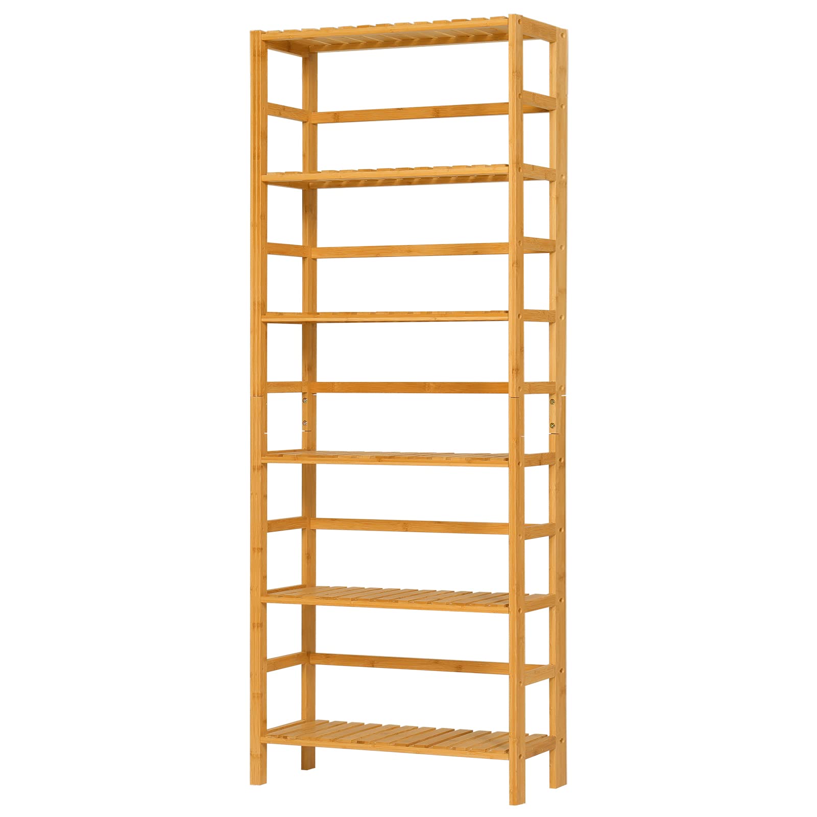 VIAGDO Bambusregal, Küchenregal, Badregal, Bücherregal, Standregal mit 6 verstellbaren Ablagen, 60 x 26 x 162 cm, für Bad, Küche, Wohnzimmer, Schlafzimmer, Balkon, Naturfarben