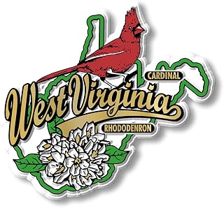 West Virginia State Bird and Flower Map Magnet by Classic Magnets, 3.2" x 3", Collectible 3D Rubber Vintage-Style Souvenirs and Gifts Made in The USA