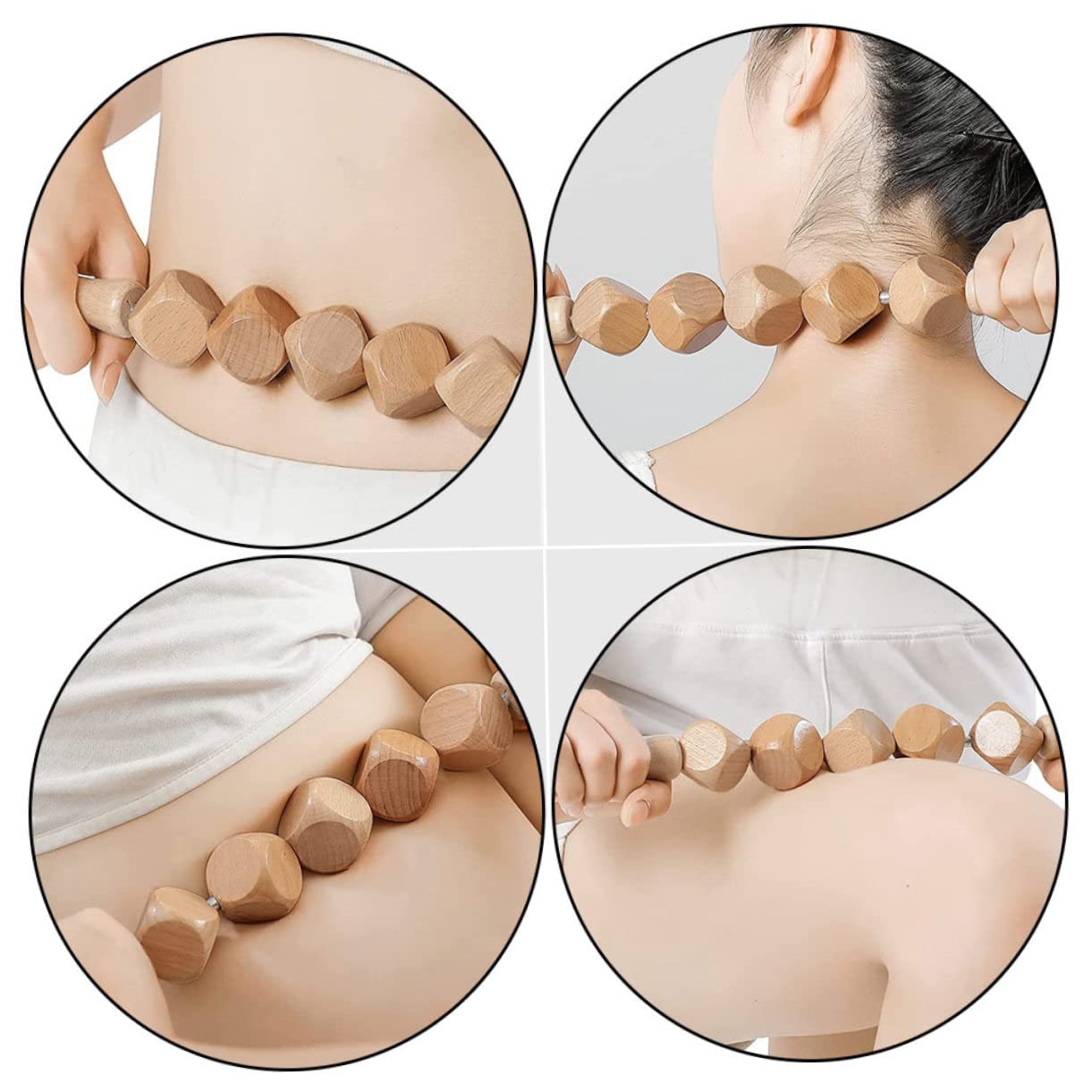 Anneome Rodillos de Madera para La Espalda 2 Unidades Palos de Masaje Abdominal Masajeadores Que Preservan La Salud Herramientas de Fitness Compactos para Un Fácil Almacenamiento