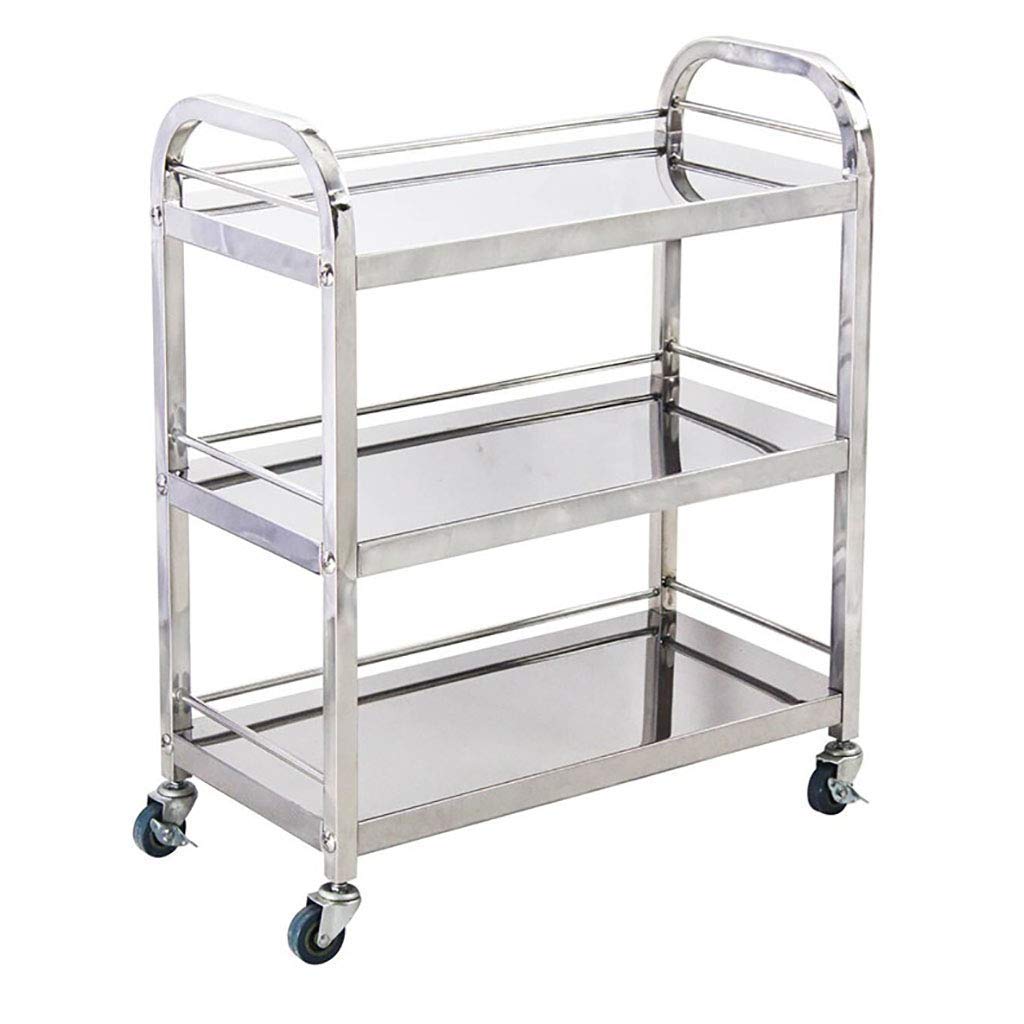 Carrello da tè in acciaio inox a 3 ripiani, elegante carrello da pranzo e servizio per casa, hotel, ristorante, resistente, per dessert e bevande, design moderno e versatile