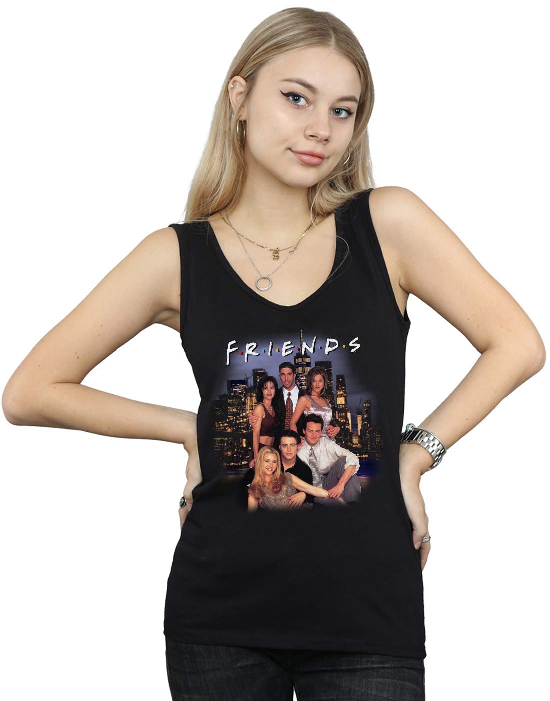 Absolute Cult Women's Black Friends Homage Group Photo Vest Medium