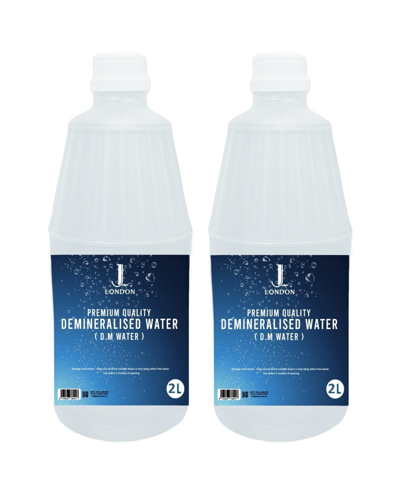Jan London Demineralized Water: Premium Quality Demineralised Solution for Cosmetics, Irons, Steam Cleaners, Car Batteries, Radiators, Cleaning, and Aquariums - 2x 2 Litres