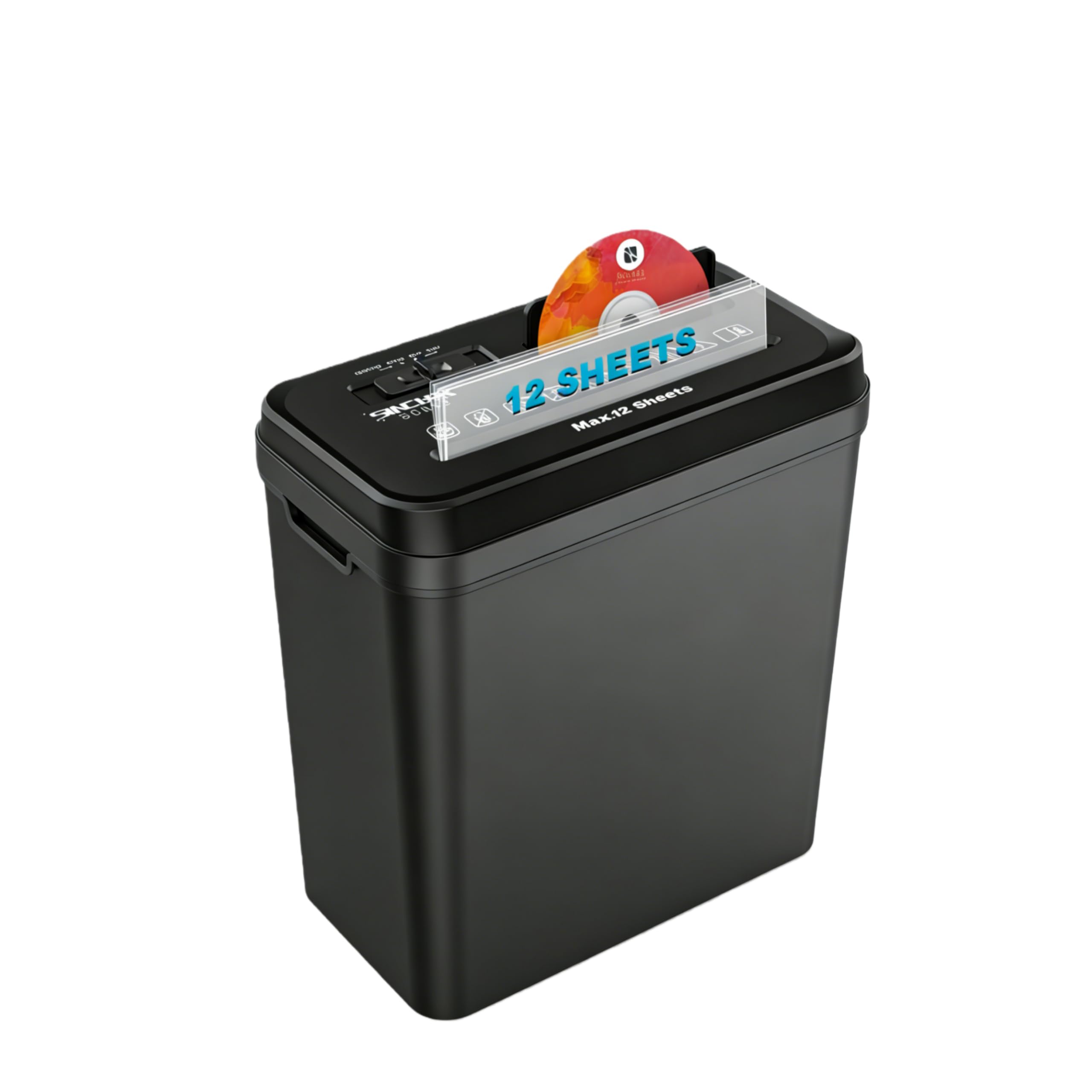 Destructor de Documentos, Corte en Tiras de 12 Hojas, Destructor de CD/Tarjetas de crédito, con protección contra sobrecalentamiento, Papelera de 14 l para Oficina en casa