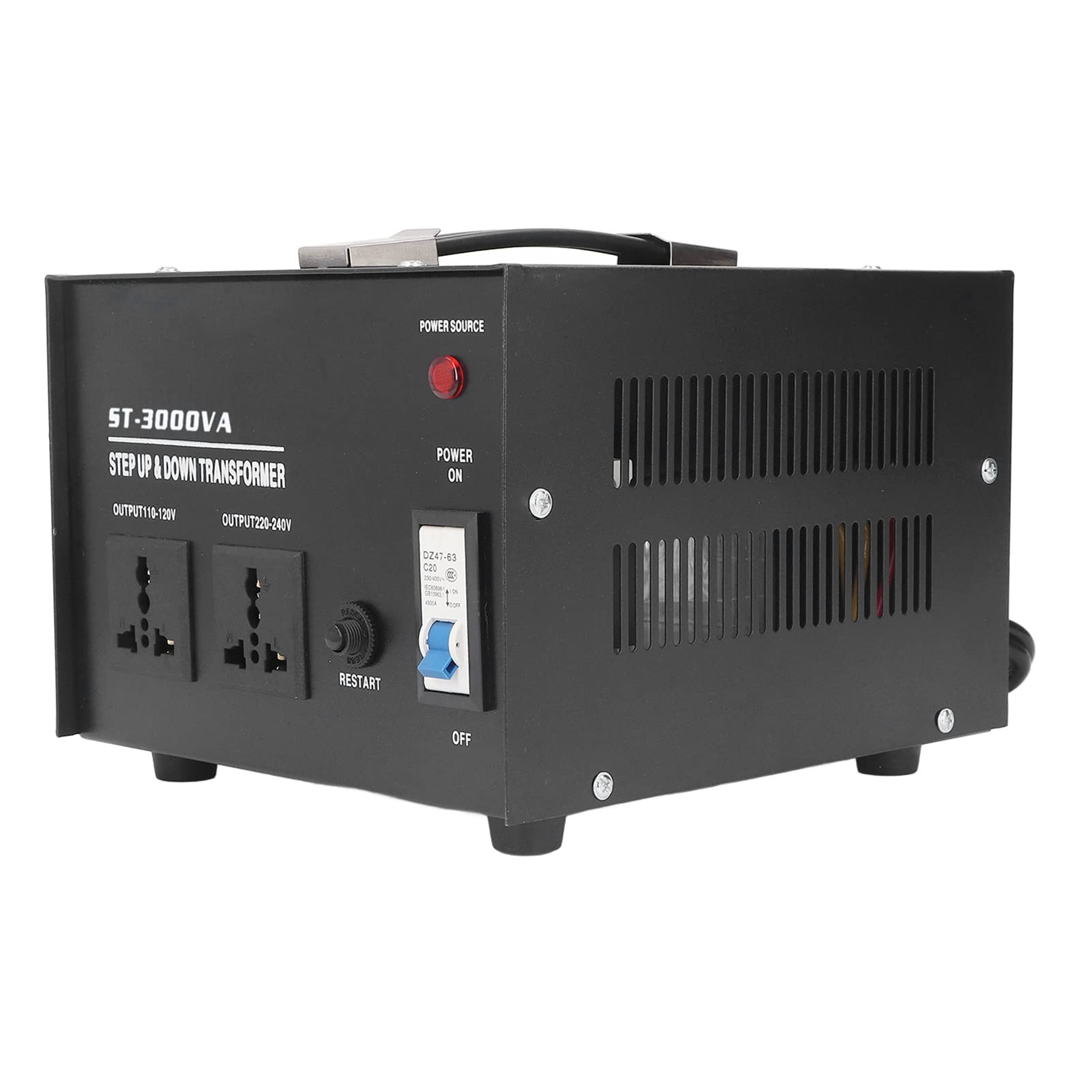 FTVOGUE Transformador de Voltaje de CA, Convertidor de Potencia de 3000 W Convertidor de Voltaje Reductor Elevador, Diseño de Transporte Compacto, Uso de Refuerzo de Potencia para Técnicos de