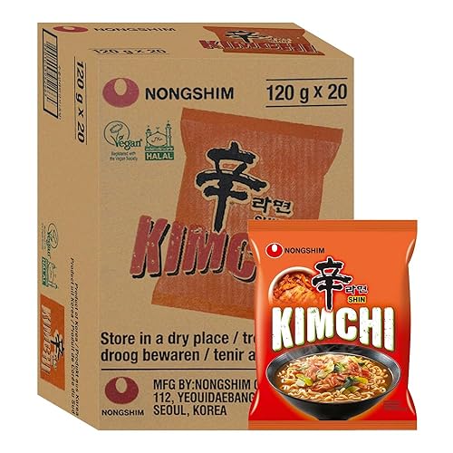 Starry Mart Nong Shim SHIN KIMCHI Ramyun Ramen Noodles 120g (Box of 20 Packets),120 g (Pack of 1)