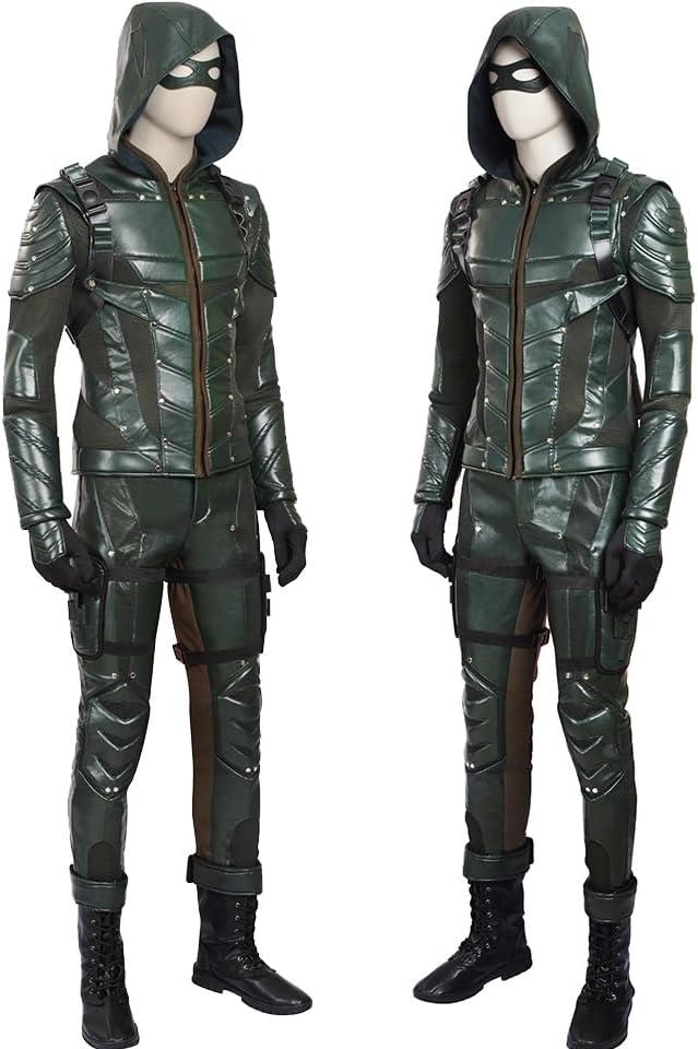 Adult Men Green Arrow Costume Oliver Queen Jakcet Pants PU Leather Battle Uniform Halloween Cosplay Outfits - Image 2