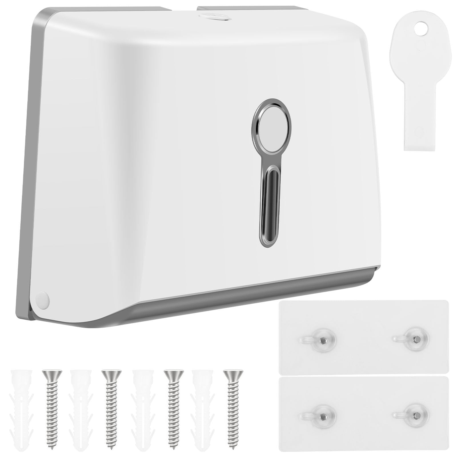 Paper Towel Dispenser Wall Mount-Adhesive/Drilling Install Multifold Trifold Z Fold C Fold Paper Towel Dispenser with Lock for Bathroom Restroom Kitchen///