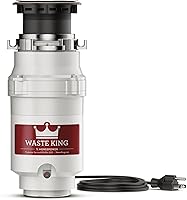 Waste King L-1001 1/2 HP Garbage Disposal with Power Cord - Quiet, Easy Install, Jam-Resistant Kitchen Sink Disposer