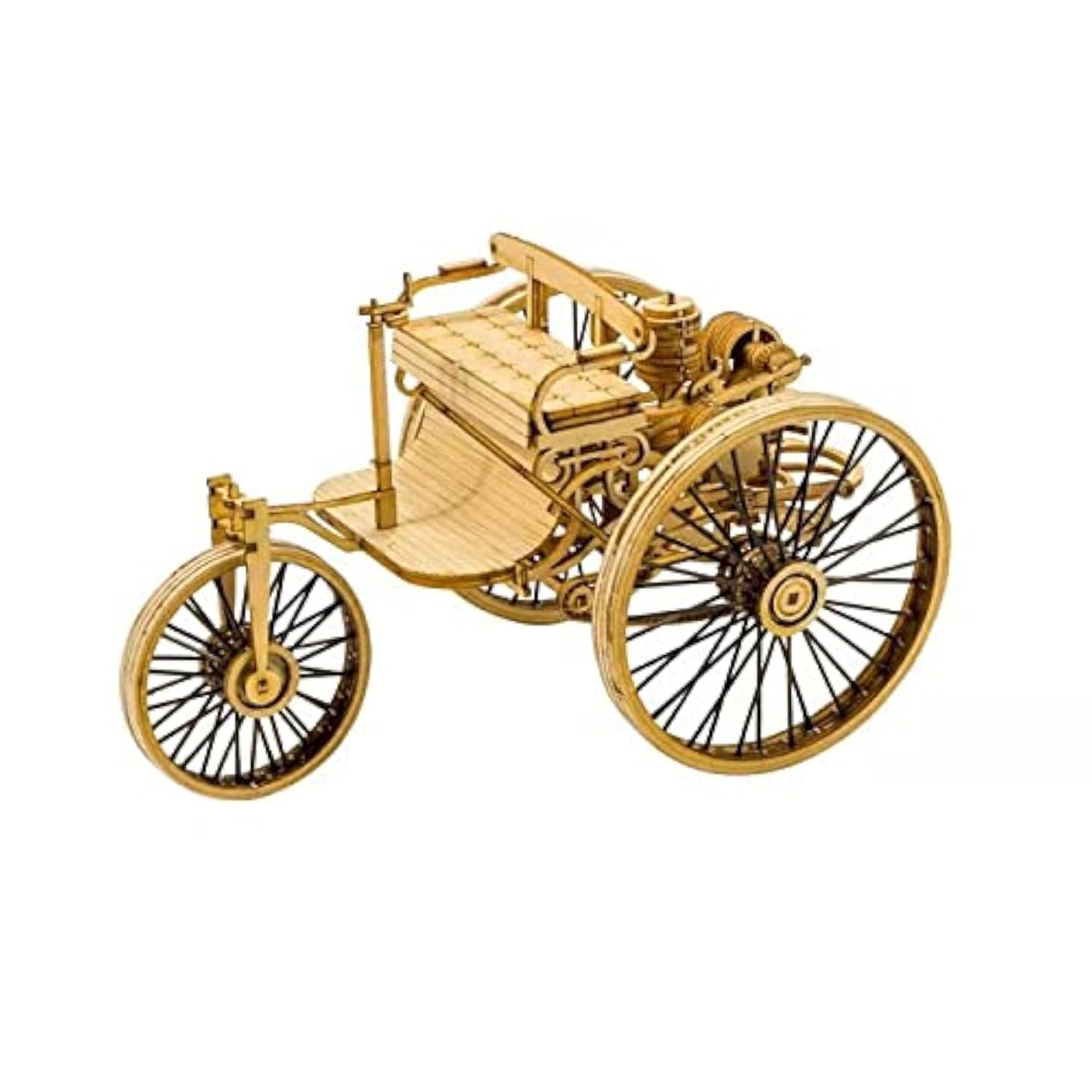 Viloga 3D Wooden Puzzle - Laser Cutting Vehicle Model Building Kit for Adults - The First Car in The World - Assembly Vintage Wood Model Car Gifts for Men & Teens