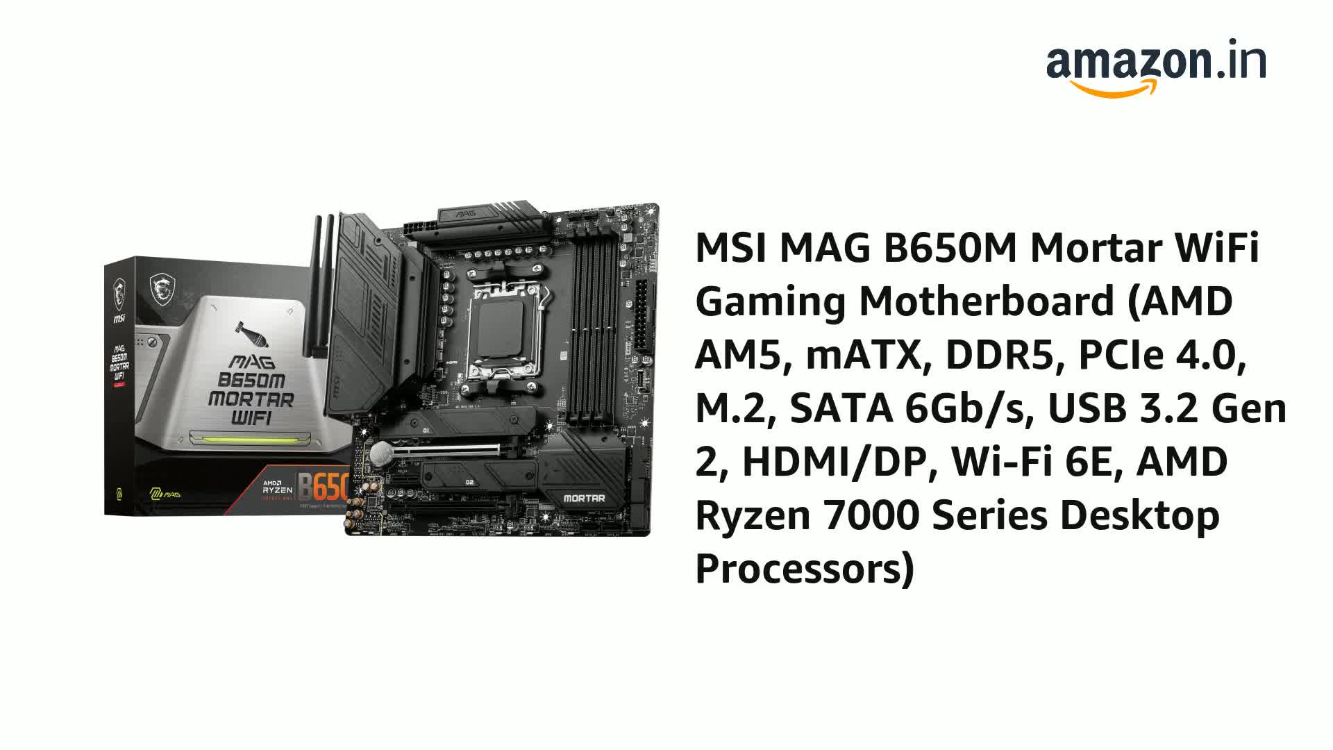 Amazon.in: Buy MSI MAG B650M Mortar WiFi Motherboard, Micro-ATX